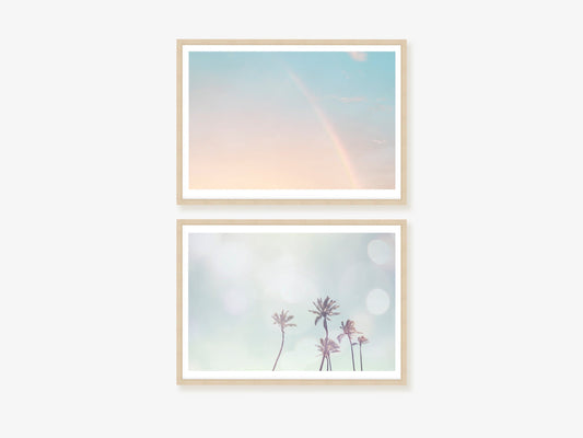 Pastel Palms and Sky Wall Art Set